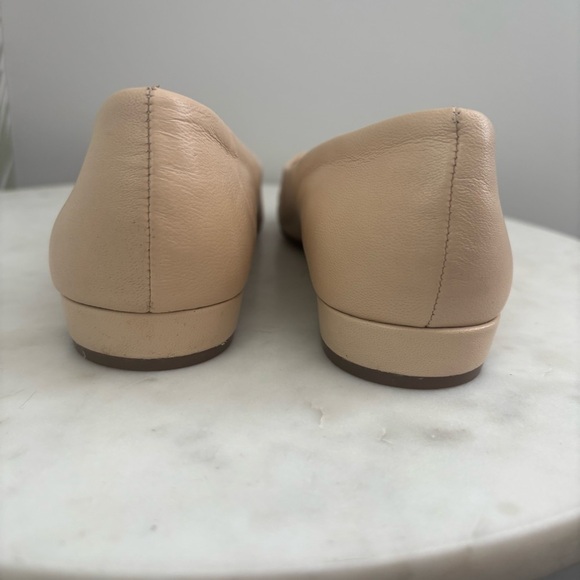 J. Crew Factory Marina Leather Pointy Cap-Toe Flats Beige/Black Preppy Office 6 - Picture 7 of 13